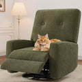 Acekool Manual Recliner Chair, Linen Upholstered Swivel Rocker Glider, Adjustable Single Armchair