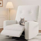 Fauteuil inclinable manuel Acekool, fauteuil à bascule pivotant et coulissant en lin, fauteuil individuel réglable