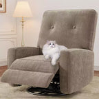 Fauteuil inclinable manuel Acekool, fauteuil à bascule pivotant et coulissant en lin, fauteuil individuel réglable