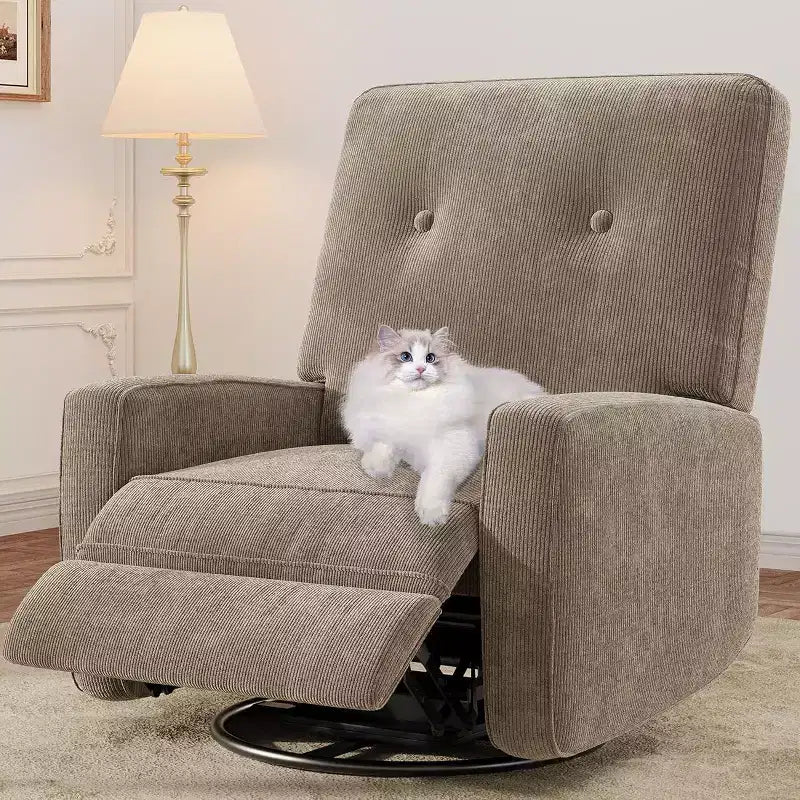 Fauteuil inclinable manuel Acekool, fauteuil à bascule pivotant et coulissant en lin, fauteuil individuel réglable