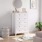 Commode à 5 tiroirs pour chambre à coucher - avec tiroirs profonds et poignées métalliques, commode en bois moderne pour salon, entrée, couloir