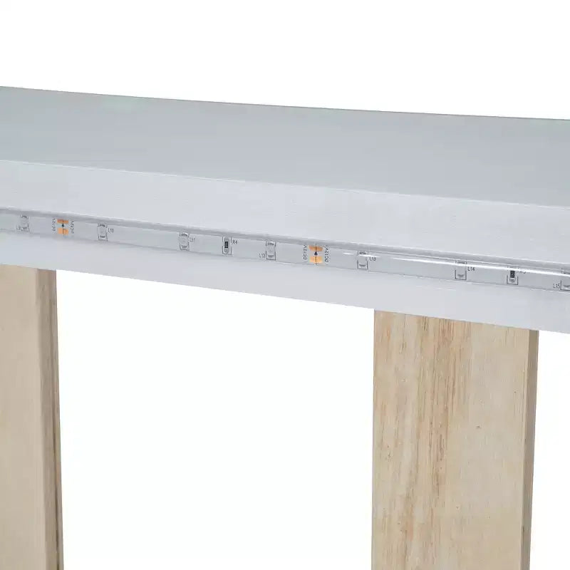 Lit plate-forme Bellemave en forme de voiture de course, taille double, avec LED et dossier rembourré, blanc