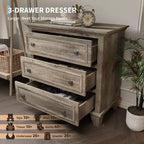 Commode à 3 tiroirs pour chambre à coucher, commode en bois de 81 cm de large, petite table de chevet, organisateur de rangement de vêtements pour chambre à coucher