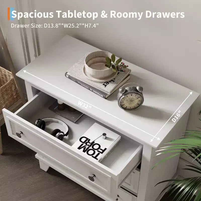 Commode à 3 tiroirs pour chambre à coucher, commode en bois de 81 cm de large, petite table de chevet, organisateur de rangement de vêtements pour chambre à coucher