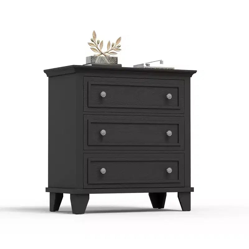 Commode à 3 tiroirs pour chambre à coucher, commode en bois de 81 cm de large, petite table de chevet, organisateur de rangement de vêtements pour chambre à coucher