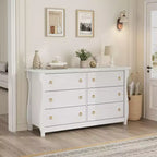 47.2-Inch 6-Drawer Dresser for Bedroom, Freestanding Wooden Storage Chest with Drawers, Closet Organizer for Living Room, Entryway, Natural Oak