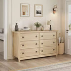 Commode à 6 tiroirs de 120 cm pour chambre à coucher, meuble de rangement autonome en bois avec tiroirs, organisateur de placard pour salon, entrée, chêne naturel