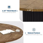 Table à manger ronde industrielle de 47 pouces pour 4 à 6 personnes, table de salle à manger avec base piédestal en métal robuste ondulé, pour salle à manger, cuisine