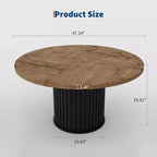 Table à manger ronde industrielle de 47 pouces pour 4 à 6 personnes, table de salle à manger avec base piédestal en métal robuste ondulé, pour salle à manger, cuisine