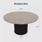 Table à manger ronde industrielle de 47 pouces pour 4 à 6 personnes, table de salle à manger avec base piédestal en métal robuste ondulé, pour salle à manger, cuisine