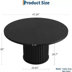 Table à manger ronde industrielle de 47 pouces pour 4 à 6 personnes, table de salle à manger avec base piédestal en métal robuste ondulé, pour salle à manger, cuisine