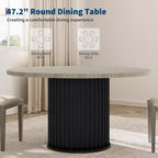 Table à manger ronde industrielle de 47 pouces pour 4 à 6 personnes, table de salle à manger avec base piédestal en métal robuste ondulé, pour salle à manger, cuisine
