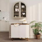 Meuble Haut Mural Arrondi, Petit Meuble de Rangement Mural de Cuisine, avec Portes en Acrylique et Étagères Réglables pour Cuisines, Appartements