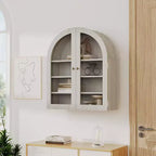 Meuble Haut Mural Arrondi, Petit Meuble de Rangement Mural de Cuisine, avec Portes en Acrylique et Étagères Réglables pour Cuisines, Appartements