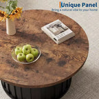 Table basse ronde 32, table basse de style Mid-Century avec base en métal, table basse cannelée pour salon, bureau, appartement