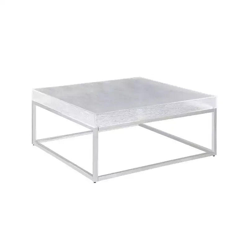 Chintaly Imports,Contemporary Square Cocktail Table Acrylic Top & Steel Frame