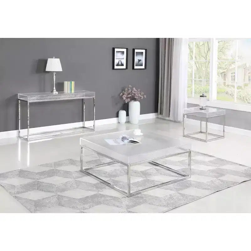 Chintaly Imports,Table Basse Carrée Contemporaine Plateau Acrylique & Piétement Acier