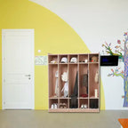 Vestiaire de salle de classe avec casiers, meuble de rangement à 5 sections avec roulettes pour l'école et la maison