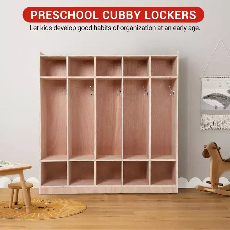 Vestiaire de salle de classe avec casiers, meuble de rangement à 5 sections avec roulettes pour l'école et la maison