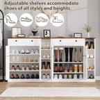 Meuble à chaussures 42 paires – Organisateur à 4 niveaux avec portes et 3 étagères réglables pour entrée/porte d'entrée