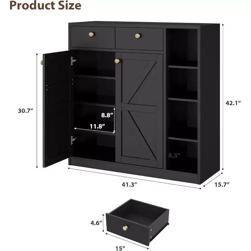 Meuble à chaussures 42 paires – Organisateur à 4 niveaux avec portes et 3 étagères réglables pour entrée/porte d'entrée