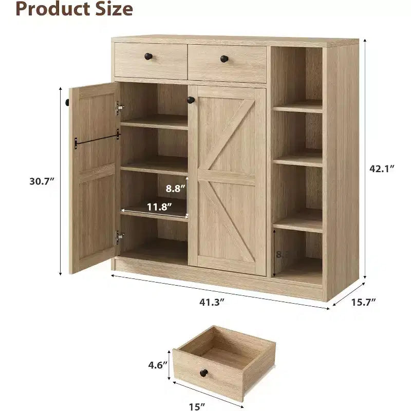 Meuble à chaussures 42 paires – Organisateur à 4 niveaux avec portes et 3 étagères réglables pour entrée/porte d'entrée