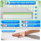 Matelas BestMassage 10 pouces, matelas en mousse à mémoire de forme au charbon de bambou, matelas de fermeté moyenne certifié CertiPUR-US