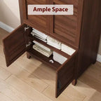 Armoire en bois de 72 po avec tringles de suspension – Grande armoire autoportante avec 18 étagères réglables, 4 portes, charnières à fermeture douce – Rangement style rustique