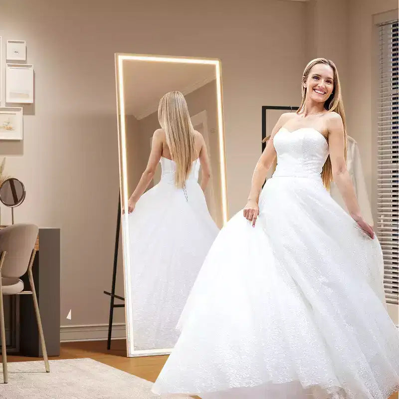 Miroir psyché arqué, Miroir psyché sur pied, Miroir inclinable sur pied avec support, Miroir mural, Grand miroir de dressing