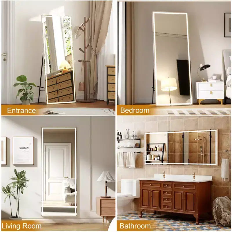 Miroir psyché arqué, Miroir psyché sur pied, Miroir inclinable sur pied avec support, Miroir mural, Grand miroir de dressing