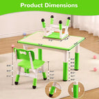 Table et 4 chaises pour enfants, réglables en hauteur, plateau effaçable, ensemble table et chaises multifonctionnel pour la lecture, le dessin, les repas