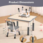 Table et 4 chaises pour enfants, réglables en hauteur, plateau effaçable, ensemble table et chaises multifonctionnel pour la lecture, le dessin, les repas