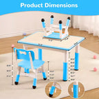 Table et 4 chaises pour enfants, réglables en hauteur, plateau effaçable, ensemble table et chaises multifonctionnel pour la lecture, le dessin, les repas