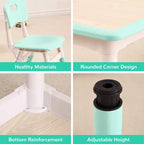 Table et 4 chaises pour enfants, réglables en hauteur, plateau effaçable, ensemble table et chaises multifonctionnel pour la lecture, le dessin, les repas