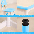 Table et 4 chaises pour enfants, réglables en hauteur, plateau effaçable, ensemble table et chaises multifonctionnel pour la lecture, le dessin, les repas