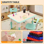 Table et 4 chaises pour enfants, réglables en hauteur, plateau effaçable, ensemble table et chaises multifonctionnel pour la lecture, le dessin, les repas