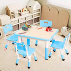 Table et 4 chaises pour enfants, réglables en hauteur, plateau effaçable, ensemble table et chaises multifonctionnel pour la lecture, le dessin, les repas