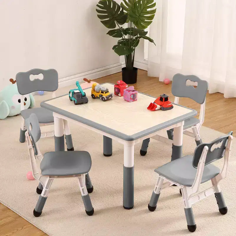 Table et 4 chaises pour enfants, réglables en hauteur, plateau effaçable, ensemble table et chaises multifonctionnel pour la lecture, le dessin, les repas