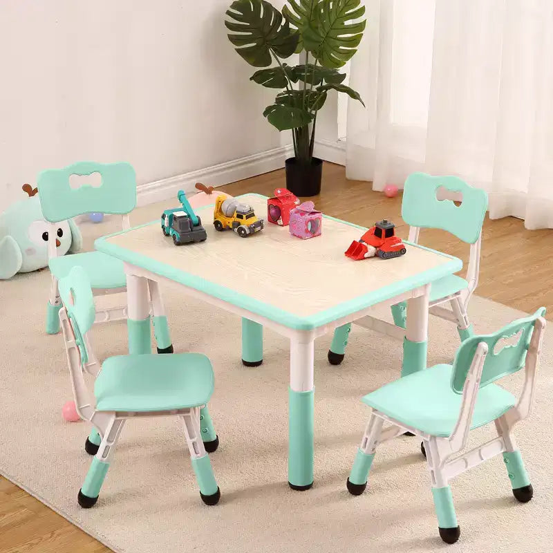 Table et 4 chaises pour enfants, réglables en hauteur, plateau effaçable, ensemble table et chaises multifonctionnel pour la lecture, le dessin, les repas