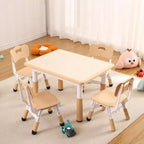 Table et 4 chaises pour enfants, réglables en hauteur, plateau effaçable, ensemble table et chaises multifonctionnel pour la lecture, le dessin, les repas