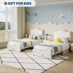 Lit pour enfant, lit plateforme jumeau rembourré, lit pour tout-petit avec tête de lit et tiroir de rangement, lit plateforme princesse