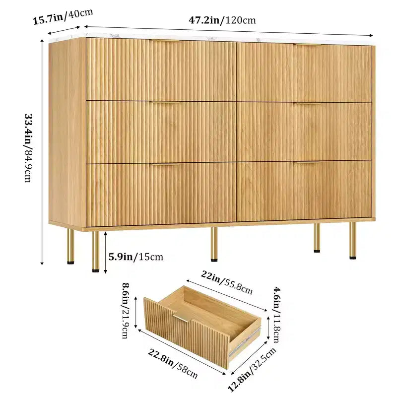 Commode à 6 tiroirs pour chambre à coucher, commode en bois, commode de rangement moderne, pour salon, placard, couloir, entrée