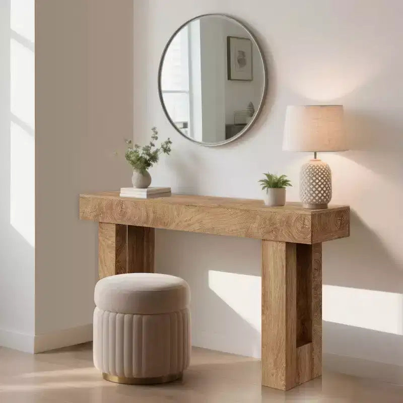 63 table console de ferme - longue table de canapé derrière le canapé, table d'entrée en bois pour salon, couloir, entrée, design rectangulaire rustique