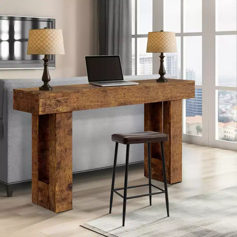 63 table console de ferme - longue table de canapé derrière le canapé, table d'entrée en bois pour salon, couloir, entrée, design rectangulaire rustique