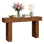 63 Farmhouse Console Table - Long Sofa Table Behind Couch, Wooden Entryway Table for Living Room, Hallway, Entrance, Rustic Rectangular Design