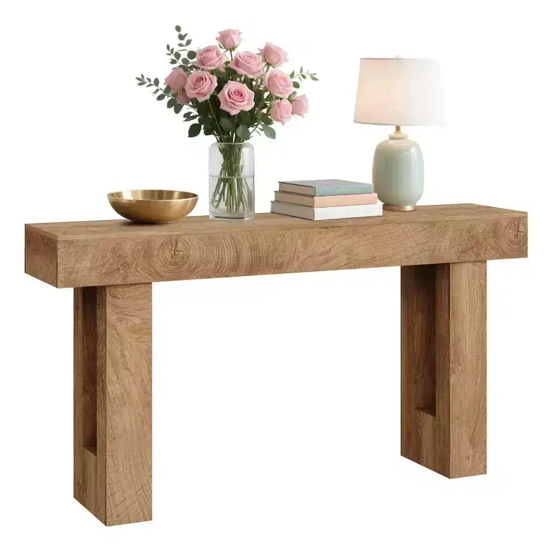63 table console de ferme - longue table de canapé derrière le canapé, table d'entrée en bois pour salon, couloir, entrée, design rectangulaire rustique