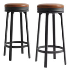 Tabouret de bar pivotant sans dossier de 76 cm avec repose-pieds, revêtement en cuir PU et cadre en métal pour îlot de cuisine