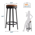 Tabouret de bar pivotant sans dossier de 76 cm avec repose-pieds, revêtement en cuir PU et cadre en métal pour îlot de cuisine