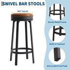 Tabouret de bar pivotant sans dossier de 76 cm avec repose-pieds, revêtement en cuir PU et cadre en métal pour îlot de cuisine