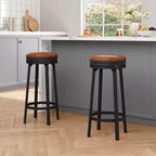 Tabouret de bar pivotant sans dossier de 76 cm avec repose-pieds, revêtement en cuir PU et cadre en métal pour îlot de cuisine